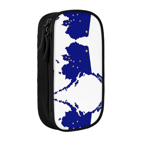 HDSKFNS Federmäppchen mit Alaska-Staatsflagge, niedliches Federmäppchen, großes Fassungsvermögen, Federmäppchen, Reißverschluss, Stiftebox, Oxford-Stoff von HDSKFNS