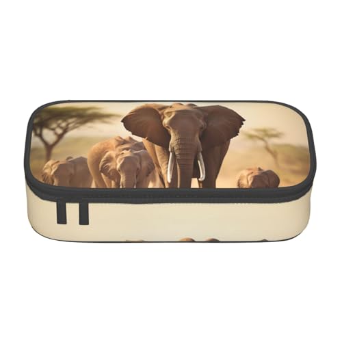 HDSKFNS Federmäppchen mit Elefanten-Kunstdruck, Federmäppchen, Künstlerstifte, Marker-Box, großes Fassungsvermögen, perfekt für Arbeit und Reisen von HDSKFNS