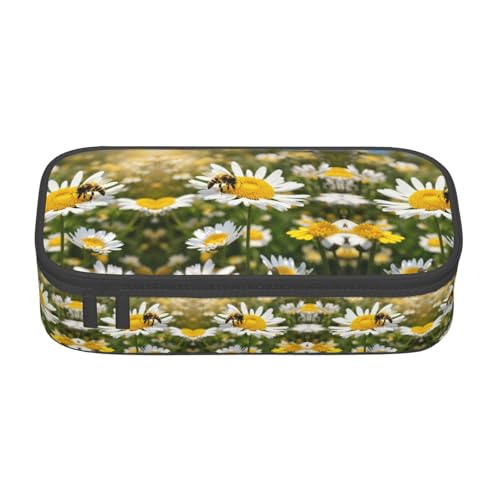 HDSKFNS Federmäppchen mit Gänseblümchen-Motiv, Bleistifte, Marker-Box, großes Fassungsvermögen, perfekt für Arbeit und Reisen von HDSKFNS