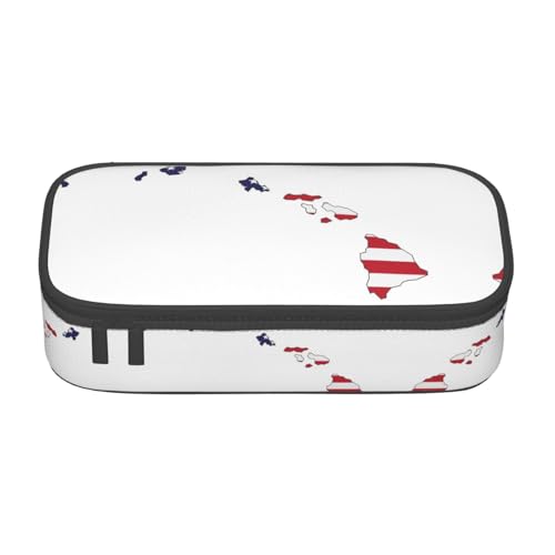 HDSKFNS Federmäppchen mit Hawaii-Flaggen-Druck, Federmäppchen, Bleistifte, Marker-Box, großes Fassungsvermögen, perfekt für Arbeit und Reisen von HDSKFNS