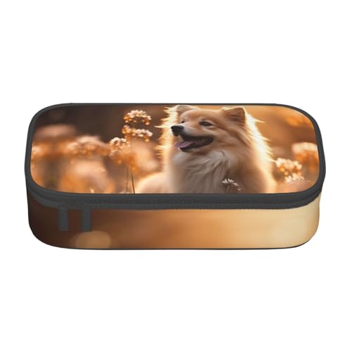 HDSKFNS Federmäppchen mit Hunde-Blumendruck, Federmäppchen, Künstlerstifte, Marker-Box, großes Fassungsvermögen, perfekt für Arbeit und Reisen von HDSKFNS