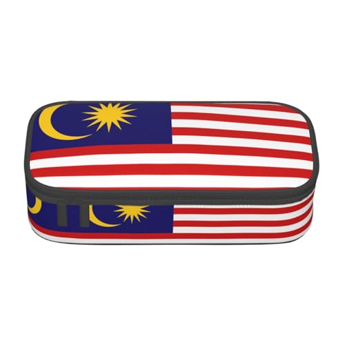 HDSKFNS Federmäppchen mit Malaysia-Flaggen-Druck, Federmäppchen, Bleistifte, Marker-Box, großes Fassungsvermögen, perfekt für Arbeit und Reisen von HDSKFNS