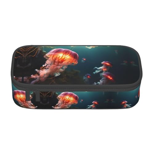 HDSKFNS Federmäppchen mit Quallen-Ozean-Druck, Federmäppchen, Künstlerstifte, Marker-Box, großes Fassungsvermögen, perfekt für Arbeit und Reisen von HDSKFNS
