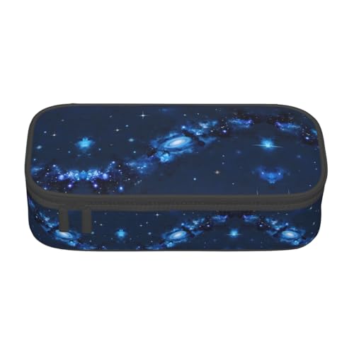 HDSKFNS Federmäppchen mit blauem Galaxie-Muster, Federmäppchen, Bleistifte, Marker-Box, großes Fassungsvermögen, perfekt für Arbeit und Reisen von HDSKFNS