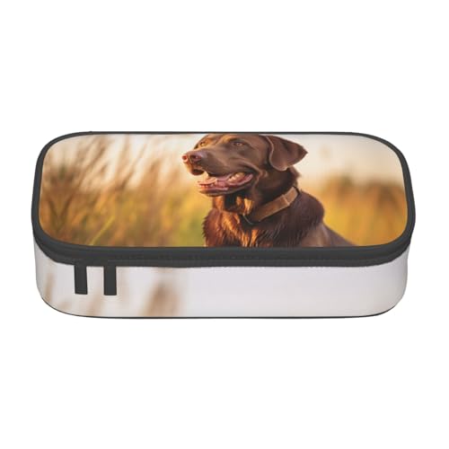 HDSKFNS Federmäppchen mit braunem Labrador-Retriever-Aufdruck, Federmäppchen, Künstlerstifte, Marker-Box, großes Fassungsvermögen, perfekt für Arbeit und Reisen von HDSKFNS