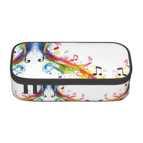 HDSKFNS Federmäppchen mit buntem Musiknoten-Aufdruck, Federmäppchen, Künstlerstifte, Marker-Box, großes Fassungsvermögen, perfekt für Arbeit und Reisen von HDSKFNS