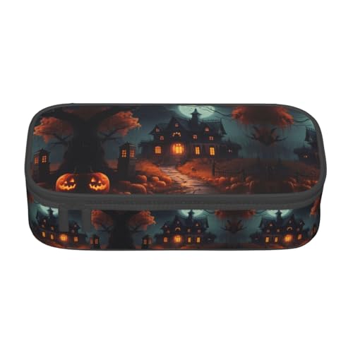 HDSKFNS Federmäppchen mit gruseligem Halloween-Druck, Bleistifte, Marker-Box, großes Fassungsvermögen, perfekt für Arbeit und Reisen von HDSKFNS