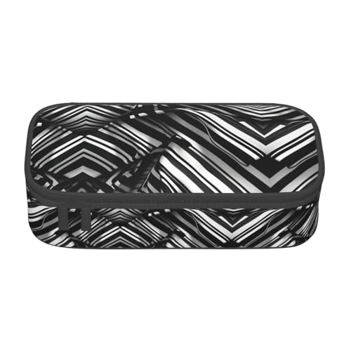 HDSKFNS Federmäppchen mit schwarz-weißem kariertem Streifendruck, Federmäppchen, Künstlerstifte, Marker-Box, großes Fassungsvermögen, perfekt für Arbeit und Reisen von HDSKFNS