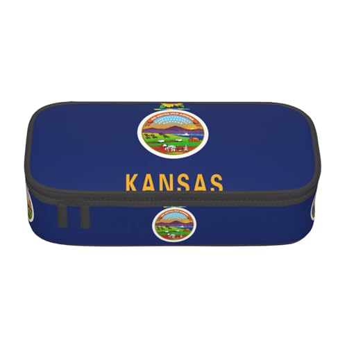 HDSKFNS Kansas Federmäppchen mit Staatsflaggen-Druck, Federmäppchen, Künstlerstifte, Marker-Box, großes Fassungsvermögen, perfekt für Arbeit und Reisen von HDSKFNS