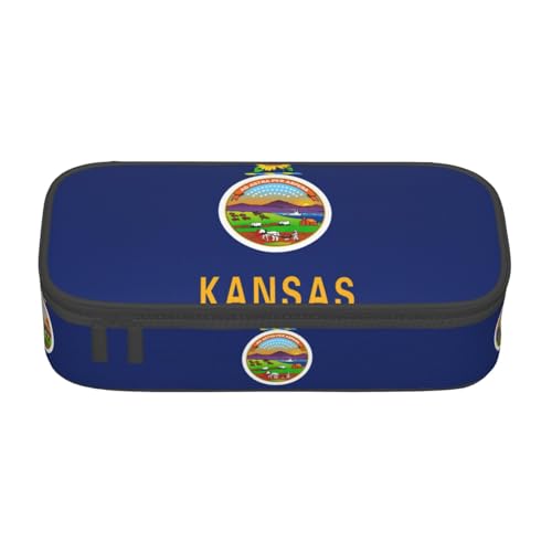 HDSKFNS Kansas Federmäppchen mit Staatsflaggen-Druck, Federmäppchen, Künstlerstifte, Marker-Box, großes Fassungsvermögen, perfekt für Arbeit und Reisen von HDSKFNS
