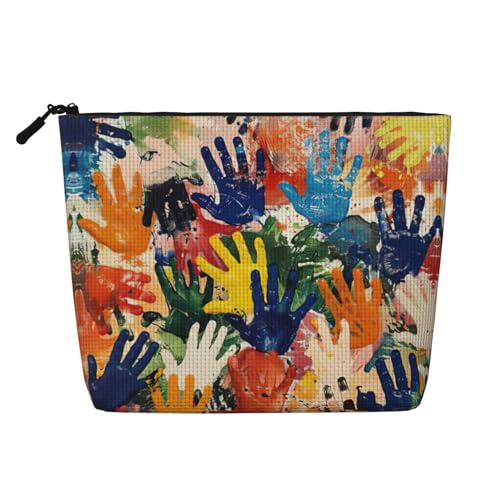 HDSKFNS Kinder-Kosmetiktasche mit Handabdruck, Make-up-Tasche für Damen, Reise-Make-up-Tasche mit Reißverschluss, ideal für den täglichen Gebrauch auf Reisen von HDSKFNS