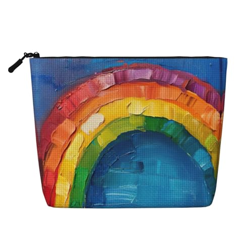 HDSKFNS Kleine Kosmetiktasche mit Regenbogen-Druck, Make-up-Tasche für Damen, Reise-Make-up-Tasche mit Reißverschluss, ideal für den täglichen Gebrauch auf Reisen von HDSKFNS