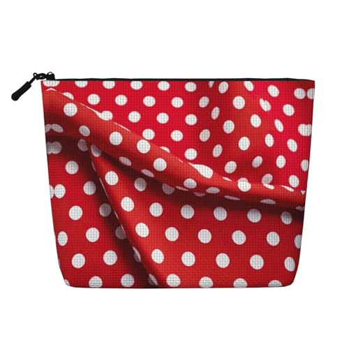 HDSKFNS Kosmetiktasche für Damen, Reise-Make-up-Tasche mit Reißverschluss, ideal für den täglichen Gebrauch und Reisen, Rot / Weiß von HDSKFNS