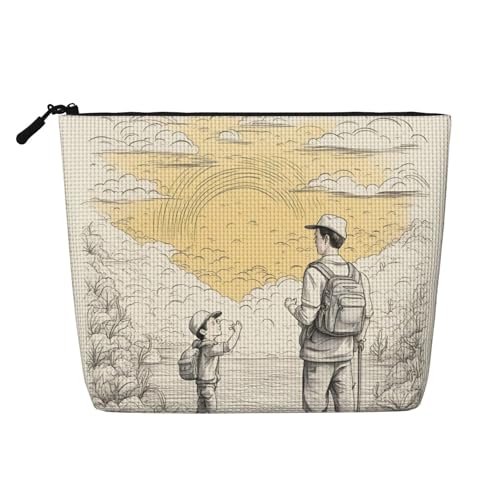 HDSKFNS Kosmetiktasche mit Aufdruck "Happy Fathers Day By Son", für Damen, Reise-Make-up-Tasche mit Reißverschluss, ideal für den täglichen Gebrauch und Reisen von HDSKFNS
