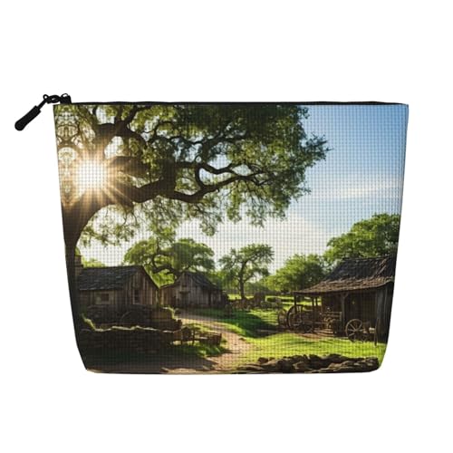 HDSKFNS Kosmetiktasche mit Bauernhaus-Druck, Make-up-Tasche für Damen, Reise-Make-up-Tasche mit Reißverschluss, ideal für den täglichen Gebrauch und Reisen von HDSKFNS