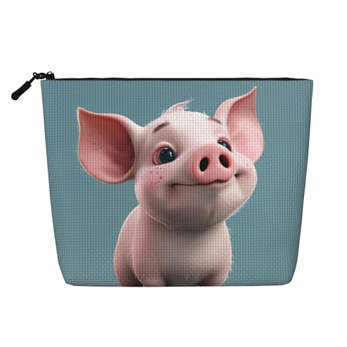 HDSKFNS Kosmetiktasche mit Cartoon-Schweine-Druck, Make-up-Tasche für Damen, Reise-Make-up-Tasche mit Reißverschluss, ideal für den täglichen Gebrauch auf Reisen von HDSKFNS