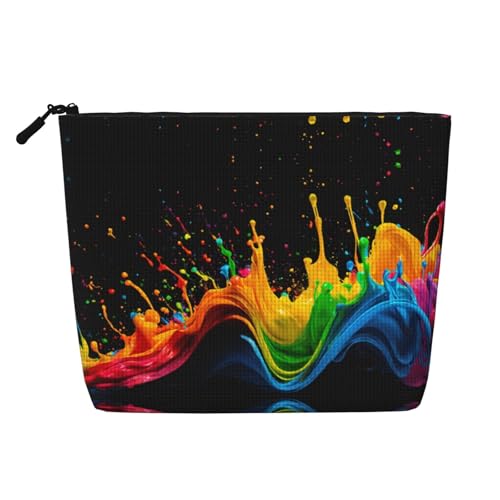 HDSKFNS Kosmetiktasche mit Farbspritzer-Hintergrund, Make-up-Tasche für Damen, Reise-Make-up-Tasche mit Reißverschluss, ideal für den täglichen Gebrauch, Reisen, Schwarz, Einheitsgröße von HDSKFNS