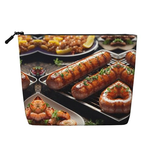 HDSKFNS Kosmetiktasche mit Fast Food-Aufdruck, Make-up-Tasche für Damen, Reise-Make-up-Tasche mit Reißverschluss, ideal für den täglichen Gebrauch, Reisen, Schwarz, Einheitsgröße von HDSKFNS