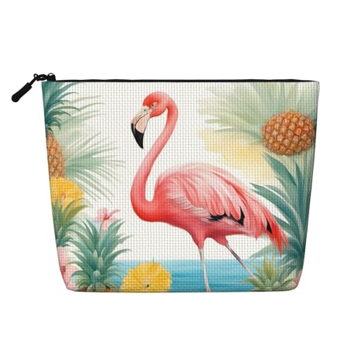 HDSKFNS Kosmetiktasche mit Flamingo- und Ananas-Druck, Make-up-Tasche für Damen, Reise-Make-up-Tasche mit Reißverschluss, ideal für den täglichen Gebrauch und Reisen von HDSKFNS