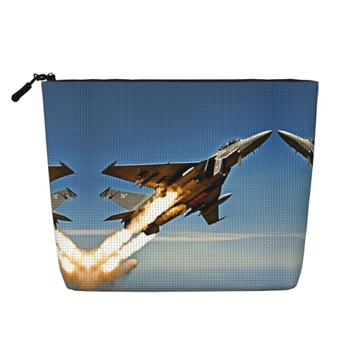 HDSKFNS Kosmetiktasche mit Flugzeug-Jets-Druck, Make-up-Tasche für Damen, Reise-Make-up-Tasche mit Reißverschluss, ideal für den täglichen Gebrauch, Reisen, Schwarz, Einheitsgröße von HDSKFNS