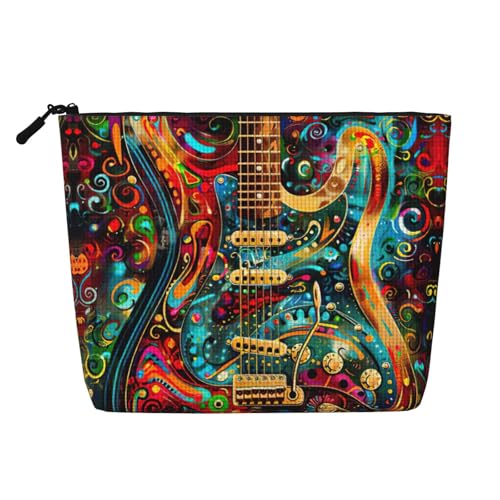 HDSKFNS Kosmetiktasche mit Gitarrenmuster, Make-up-Tasche für Damen, Reise-Make-up-Tasche mit Reißverschluss, ideal für den täglichen Gebrauch auf Reisen von HDSKFNS