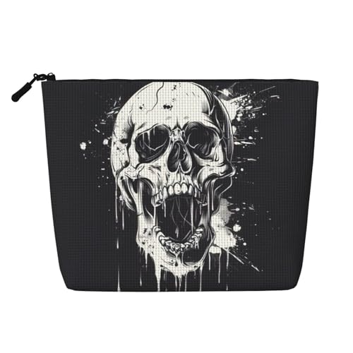 HDSKFNS Kosmetiktasche mit Horror-Geister-Schädel-Aufdruck, Make-up-Tasche für Damen, Reise-Make-up-Tasche mit Reißverschluss, ideal für den täglichen Gebrauch auf Reisen von HDSKFNS