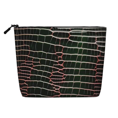 HDSKFNS Kosmetiktasche mit Krokodilhaut-Aufdruck, Make-up-Tasche für Damen, Reise-Make-up-Tasche mit Reißverschluss, ideal für den täglichen Gebrauch, Reisen, Schwarz, Einheitsgröße von HDSKFNS