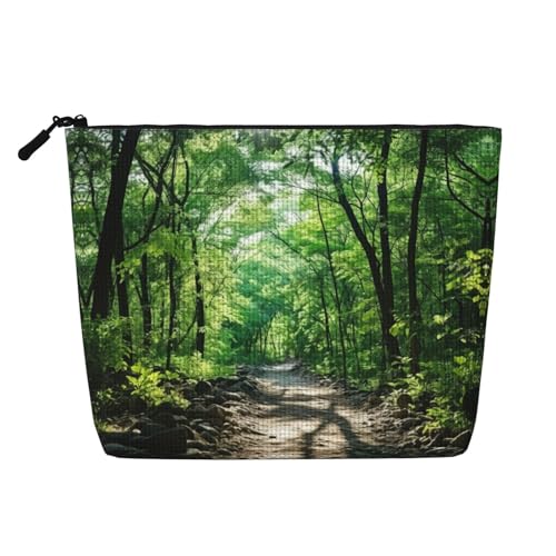 HDSKFNS Kosmetiktasche mit Landschaftsbäumen-Aufdruck, Make-up-Tasche für Damen, Reise-Make-up-Tasche mit Reißverschluss, ideal für den täglichen Gebrauch, Reisen, Schwarz, Einheitsgröße von HDSKFNS