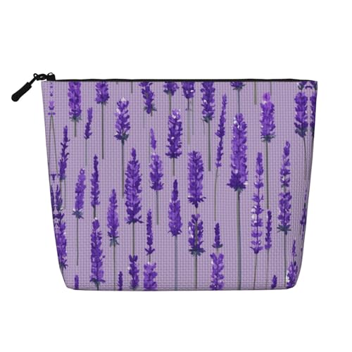 HDSKFNS Kosmetiktasche mit Lavendelprägung, Make-up-Tasche für Damen, Reise-Make-up-Tasche mit Reißverschluss, ideal für den täglichen Gebrauch und Reisen von HDSKFNS