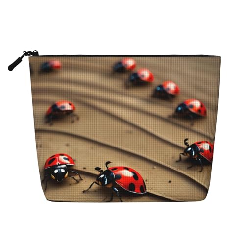 HDSKFNS Kosmetiktasche mit Marienkäfer-Motiv, für Damen, Reise-Make-up-Tasche mit Reißverschluss, ideal für den täglichen Gebrauch und Reisen von HDSKFNS
