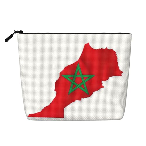 HDSKFNS Kosmetiktasche mit Marokko-Flaggen-Druck, Make-up-Tasche für Damen, Reise-Make-up-Tasche mit Reißverschluss, ideal für den täglichen Gebrauch und Reisen von HDSKFNS