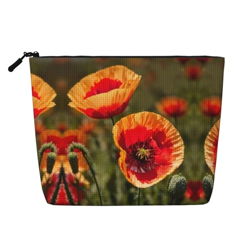 HDSKFNS Kosmetiktasche mit Mohnblumen-Aufdruck, Make-up-Tasche für Damen, Reise-Make-up-Tasche mit Reißverschluss, ideal für den täglichen Gebrauch auf Reisen von HDSKFNS