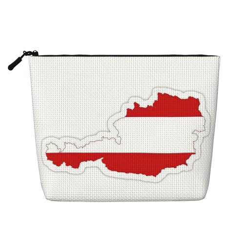 HDSKFNS Kosmetiktasche mit Österreichischer Flagge, bedruckt, Make-up-Tasche für Damen, Reise-Make-up-Tasche mit Reißverschluss, ideal für den täglichen Gebrauch und Reisen von HDSKFNS