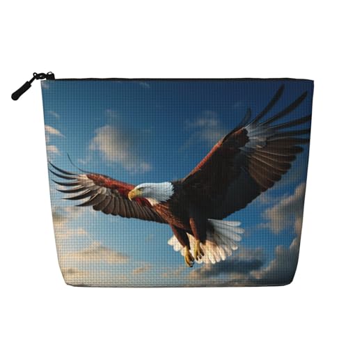 HDSKFNS Kosmetiktasche mit Patriotischem Adleraufdruck, Make-up-Tasche für Damen, Reise-Make-up-Tasche mit Reißverschluss, ideal für den täglichen Gebrauch auf Reisen von HDSKFNS