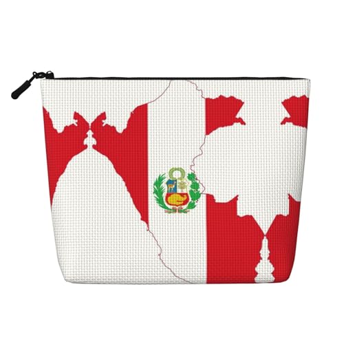 HDSKFNS Kosmetiktasche mit Peru-Flagge, bedruckt, Make-up-Tasche für Damen, Reise-Make-up-Tasche mit Reißverschluss, ideal für den täglichen Gebrauch und Reisen von HDSKFNS