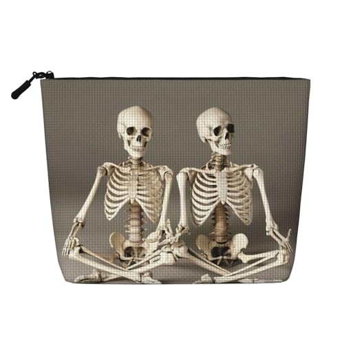 HDSKFNS Kosmetiktasche mit Skelett-Motiv, für Damen, Reise-Make-up-Tasche mit Reißverschluss, ideal für den täglichen Gebrauch und Reisen von HDSKFNS