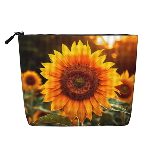 HDSKFNS Kosmetiktasche mit Sonnenblumen-Motiv, für Damen, Reise-Make-up-Tasche mit Reißverschluss, ideal für den täglichen Gebrauch und Reisen von HDSKFNS