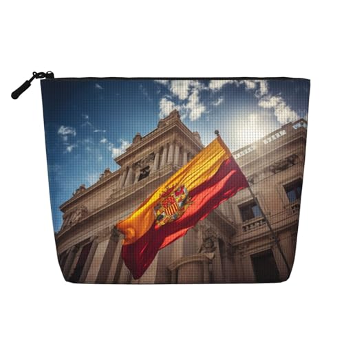 HDSKFNS Kosmetiktasche mit Spanien-Flaggen-Druck, Make-up-Tasche für Damen, Reise-Make-up-Tasche mit Reißverschluss, ideal für den täglichen Gebrauch und Reisen von HDSKFNS