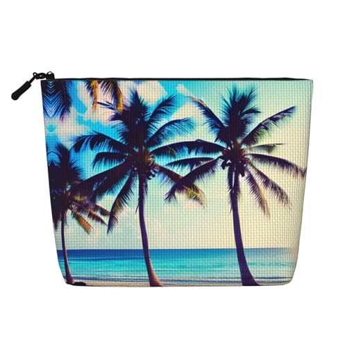 HDSKFNS Kosmetiktasche mit Strandpalmen, 1 Aufdruck, Make-up-Tasche für Damen, Reise-Make-up-Tasche mit Reißverschluss, ideal für den täglichen Gebrauch und Reisen von HDSKFNS