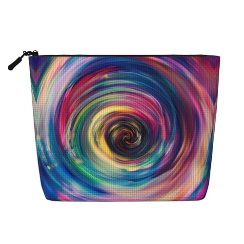 HDSKFNS Kosmetiktasche mit Streifen-Vortex-Druck, Make-up-Tasche für Damen, Reise-Make-up-Tasche mit Reißverschluss, ideal für den täglichen Gebrauch, Reisen, Schwarz, Einheitsgröße von HDSKFNS