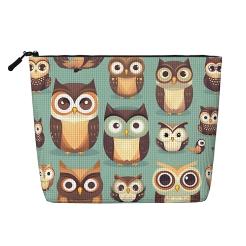 HDSKFNS Kosmetiktasche mit Tier-Cartoon-Eulen-Motiv, niedlicher Druck, Make-up-Tasche für Damen, Reise-Make-up-Tasche mit Reißverschluss, ideal für den täglichen Gebrauch auf Reisen von HDSKFNS