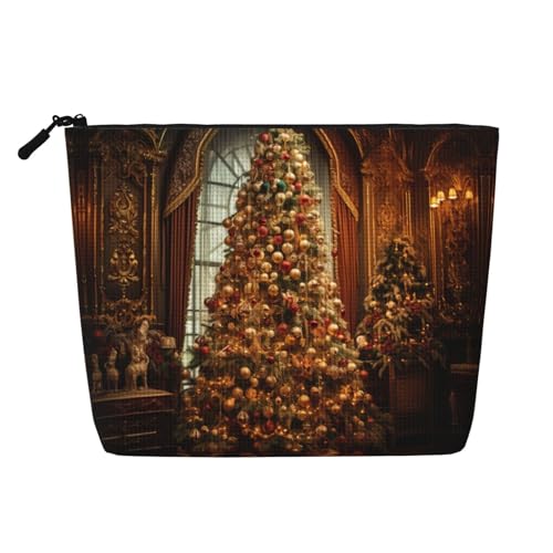 HDSKFNS Kosmetiktasche mit Weihnachtsbaum-Aufdruck, Make-up-Tasche für Damen, Reise-Make-up-Tasche mit Reißverschluss, ideal für den täglichen Gebrauch auf Reisen von HDSKFNS