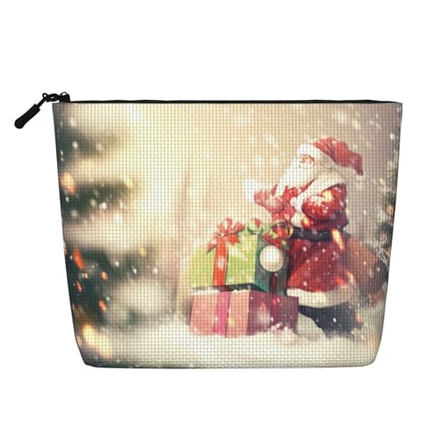 HDSKFNS Kosmetiktasche mit Weihnachtsmann-Motiv, bedruckt, Make-up-Tasche für Damen, Reise-Make-up-Tasche mit Reißverschluss, ideal für den täglichen Gebrauch und Reisen von HDSKFNS
