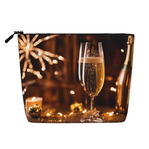 HDSKFNS Kosmetiktasche mit Weinbecher-Aufdruck, Make-up-Tasche für Damen, Reise-Make-up-Tasche mit Reißverschluss, ideal für den täglichen Gebrauch auf Reisen von HDSKFNS