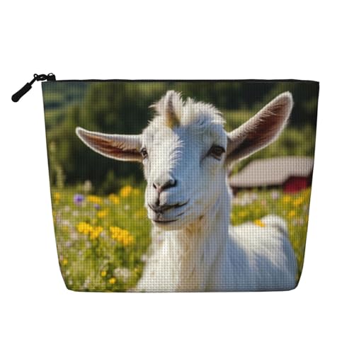 HDSKFNS Kosmetiktasche mit Ziegenmuster, Make-up-Tasche für Damen, Reise-Make-up-Tasche mit Reißverschluss, ideal für den täglichen Gebrauch auf Reisen von HDSKFNS