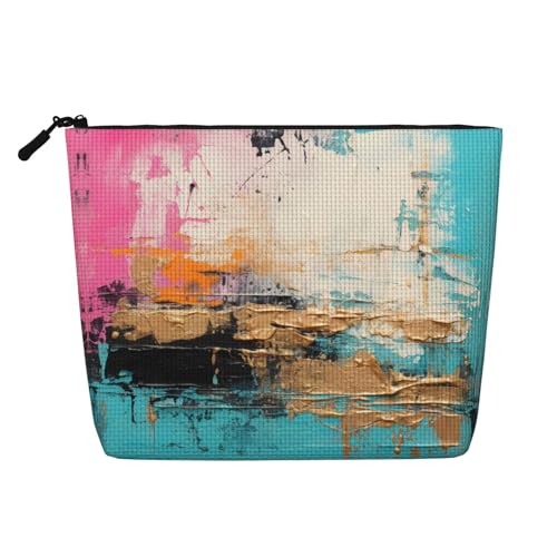 HDSKFNS Kosmetiktasche mit abstraktem buntem Druck, für Damen, Reise-Make-up-Tasche mit Reißverschluss, ideal für den täglichen Gebrauch, Reisen, Schwarz, Einheitsgröße von HDSKFNS