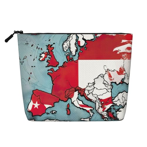 HDSKFNS Kosmetiktasche mit abstrakter polnischer Flagge, Map02, für Damen, Reise-Make-up-Tasche mit Reißverschluss, ideal für den täglichen Gebrauch, Reisen, Schwarz, Einheitsgröße von HDSKFNS