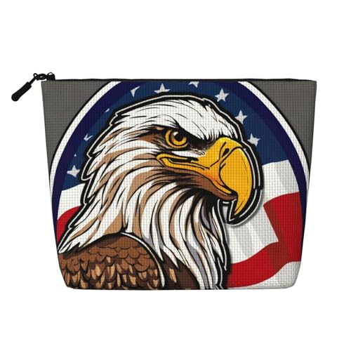 HDSKFNS Kosmetiktasche mit amerikanischem Weißkopfseeadleraufdruck, Make-up-Tasche für Damen, Reise-Make-up-Tasche mit Reißverschluss, ideal für den täglichen Gebrauch auf Reisen von HDSKFNS