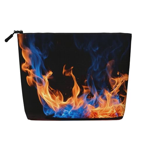 HDSKFNS Kosmetiktasche mit blauem Flammendruck, Make-up-Tasche für Damen, Reise-Make-up-Tasche mit Reißverschluss, ideal für den täglichen Gebrauch auf Reisen von HDSKFNS