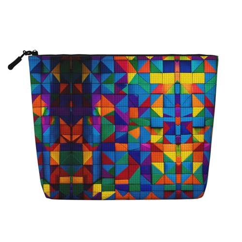 HDSKFNS Kosmetiktasche mit buntem Ziegeldruck, Make-up-Tasche für Damen, Reise-Make-up-Tasche mit Reißverschluss, ideal für den täglichen Gebrauch auf Reisen von HDSKFNS
